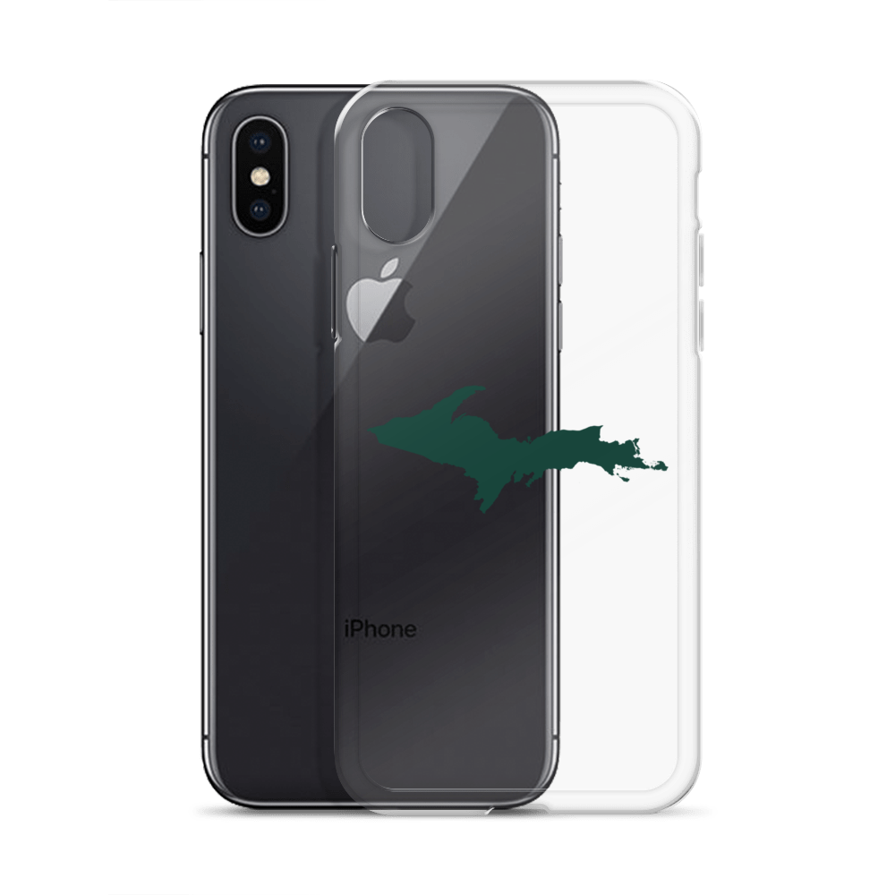 Michigan Upper Peninsula Clear iPhone Case (w/ Green UP Outline)