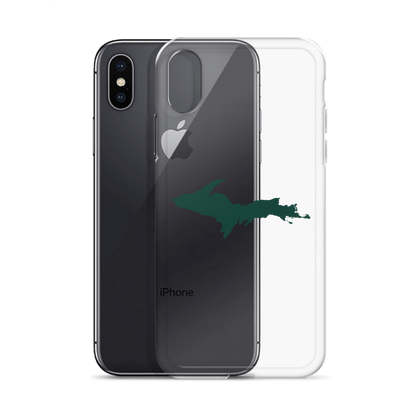 Michigan Upper Peninsula Clear iPhone Case (w/ Green UP Outline)