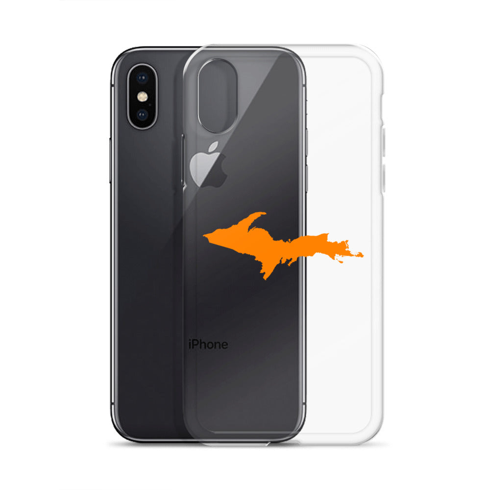 Michigan Upper Peninsula Clear iPhone Case (w/ Orange UP Outline)