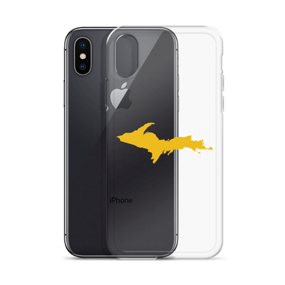 Michigan Upper Peninsula Clear iPhone Case (w/ Gold UP Outline)