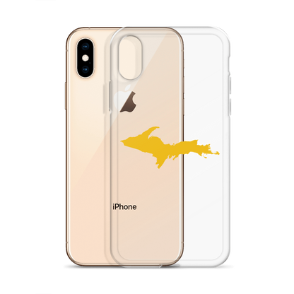 Michigan Upper Peninsula Clear iPhone Case (w/ Gold UP Outline)