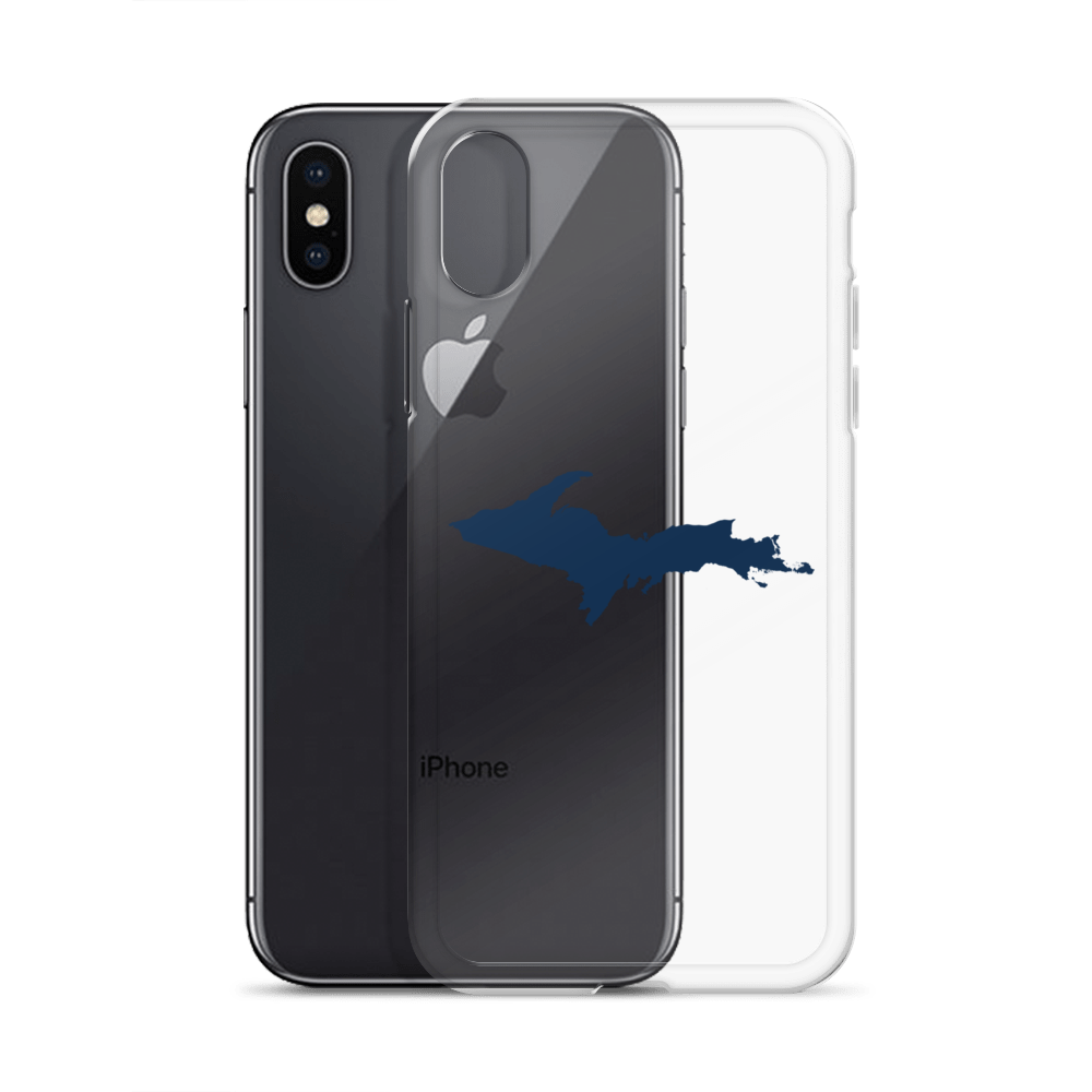 Michigan Upper Peninsula Clear iPhone Case (w/ Navy UP Outline)