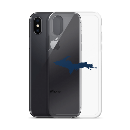 Michigan Upper Peninsula Clear iPhone Case (w/ Navy UP Outline)