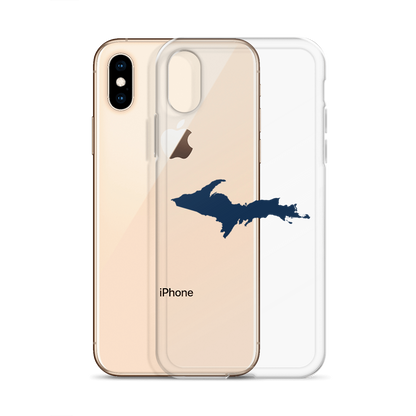 Michigan Upper Peninsula Clear iPhone Case (w/ Navy UP Outline)