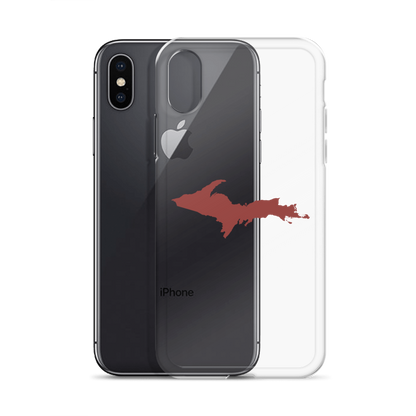 Michigan Upper Peninsula Clear iPhone Case (w/ Ore Dock Red UP Outline)