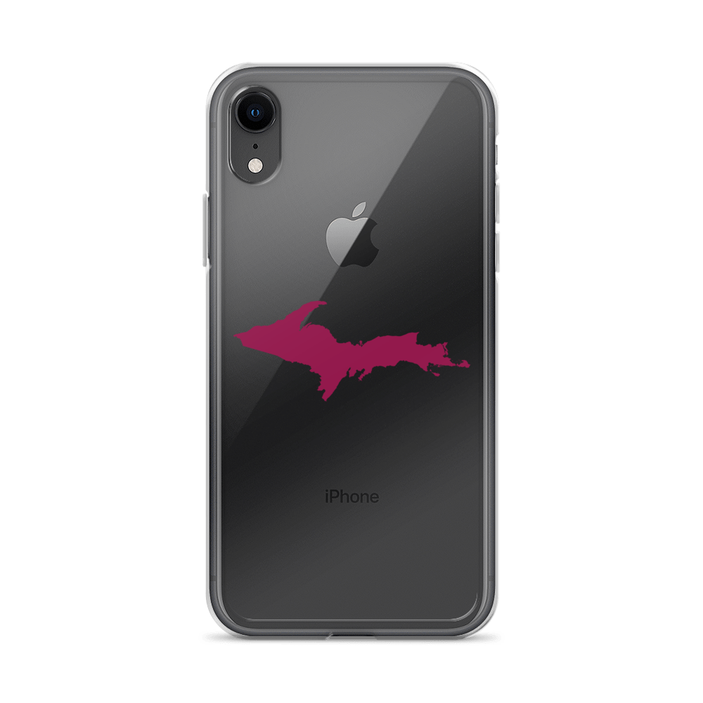 Michigan Upper Peninsula Clear iPhone Case (w/ Ruby Red UP Outline)