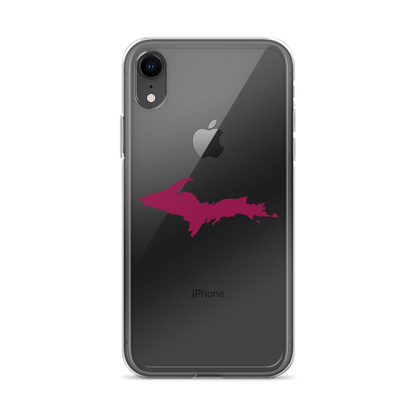 Michigan Upper Peninsula Clear iPhone Case (w/ Ruby Red UP Outline)