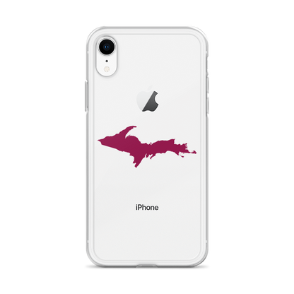 Michigan Upper Peninsula Clear iPhone Case (w/ Ruby Red UP Outline)