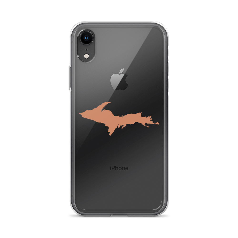 Michigan Upper Peninsula Clear iPhone Case (w/ Copper Color UP Outline)