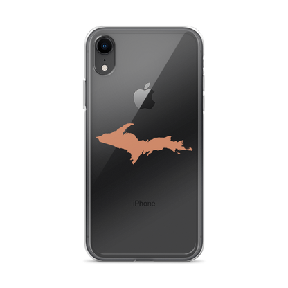 Michigan Upper Peninsula Clear iPhone Case (w/ Copper Color UP Outline)