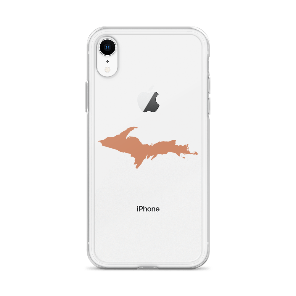 Michigan Upper Peninsula Clear iPhone Case (w/ Copper Color UP Outline)