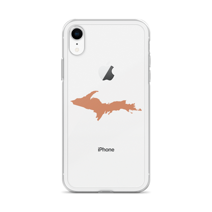 Michigan Upper Peninsula Clear iPhone Case (w/ Copper Color UP Outline)