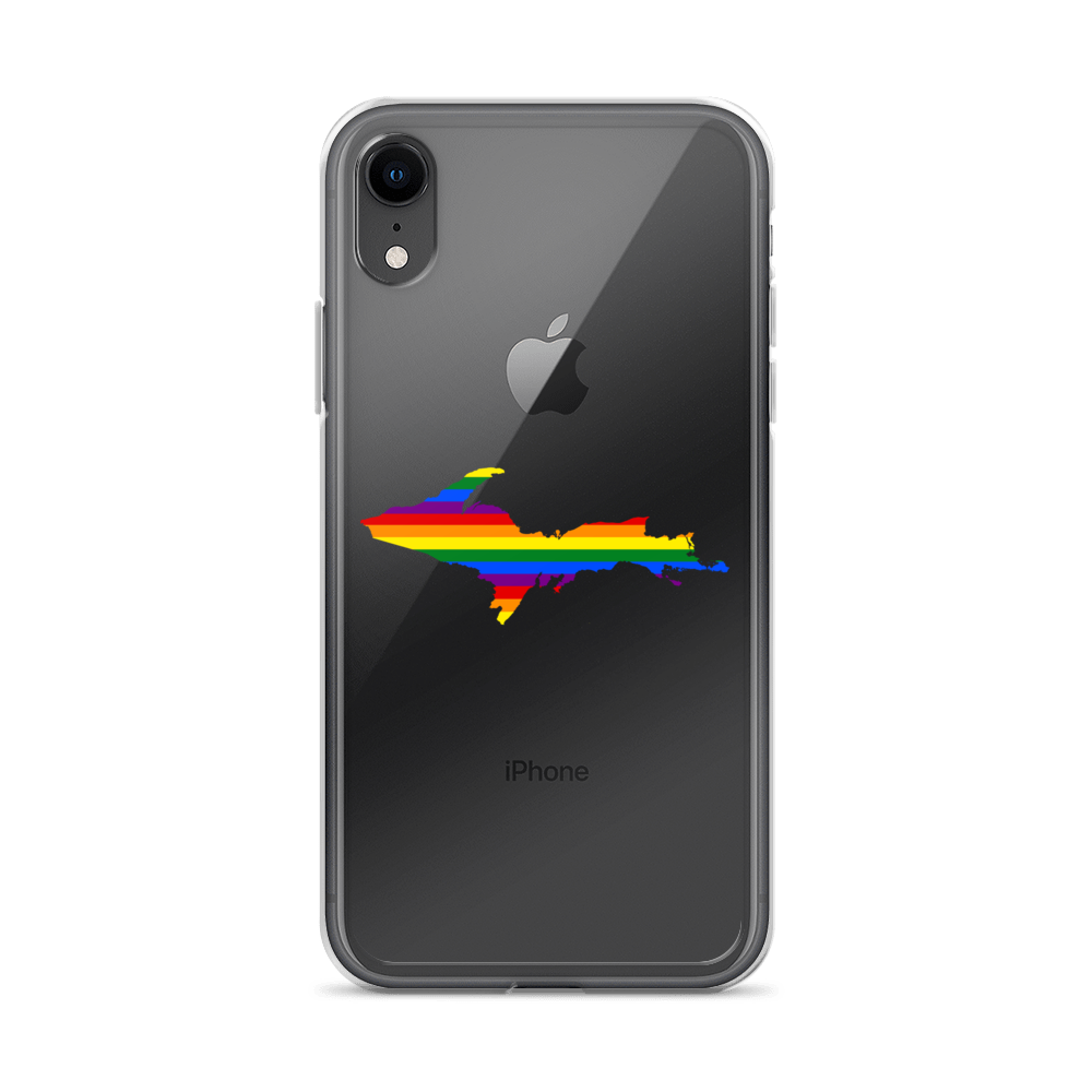 Michigan Upper Peninsula Clear iPhone Case (w/ UP Pride Flag Outline)