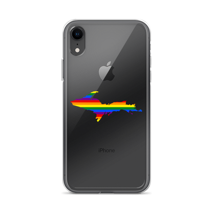 Michigan Upper Peninsula Clear iPhone Case (w/ UP Pride Flag Outline)