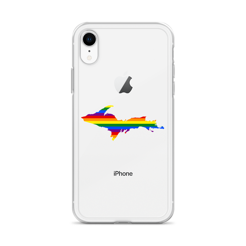 Michigan Upper Peninsula Clear iPhone Case (w/ UP Pride Flag Outline)