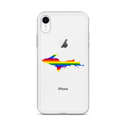 Michigan Upper Peninsula Clear iPhone Case (w/ UP Pride Flag Outline)