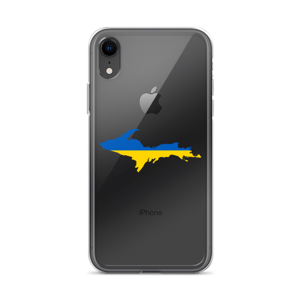 Michigan Upper Peninsula Clear iPhone Case (w/ UP Ukraine Flag Outline)