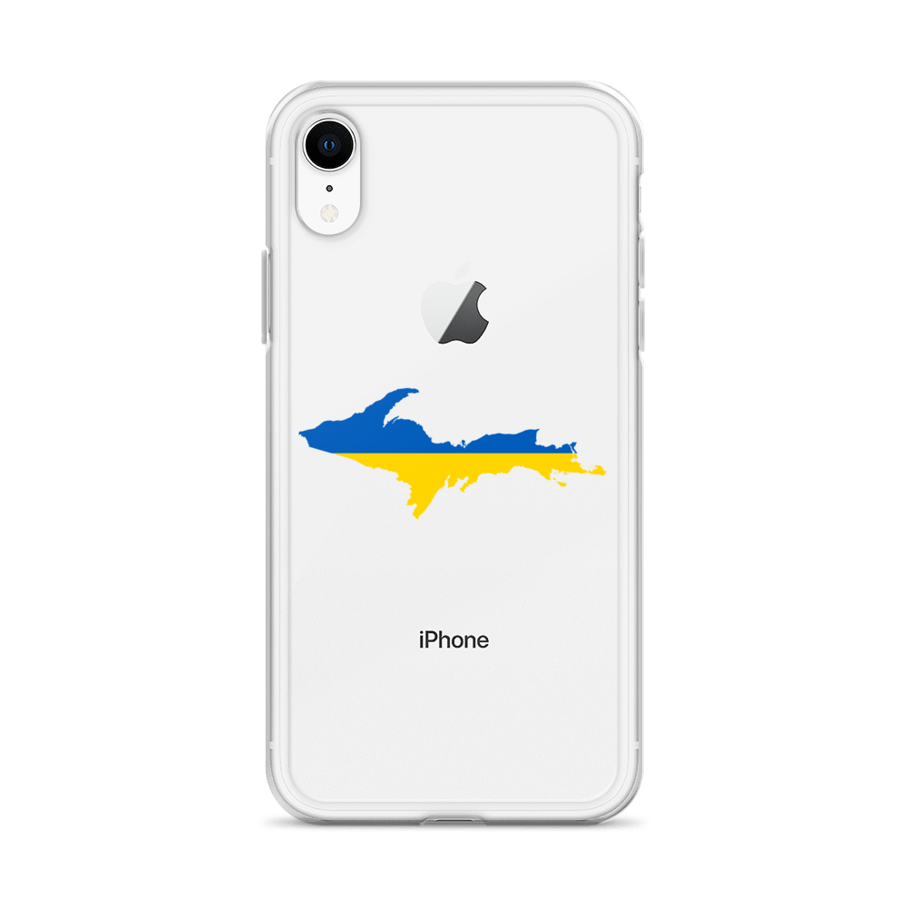 Michigan Upper Peninsula Clear iPhone Case (w/ UP Ukraine Flag Outline)