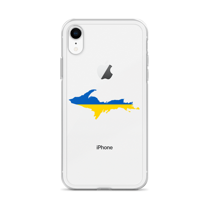 Michigan Upper Peninsula Clear iPhone Case (w/ UP Ukraine Flag Outline)