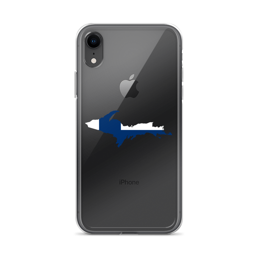 Michigan Upper Peninsula Clear iPhone Case (w/ UP Finland Flag Outline)