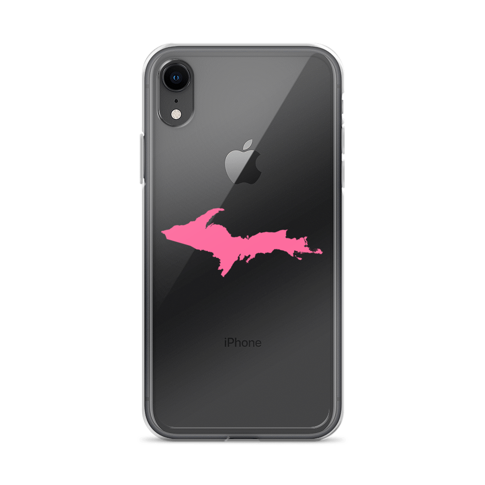 Michigan Upper Peninsula Clear iPhone Case (w/ Pink UP Outline)