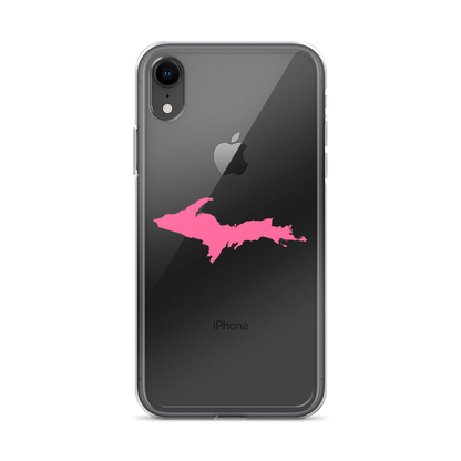 Michigan Upper Peninsula Clear iPhone Case (w/ Pink UP Outline)