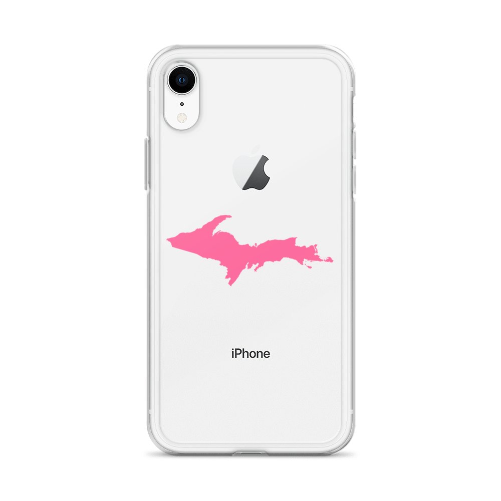 Michigan Upper Peninsula Clear iPhone Case (w/ Pink UP Outline)