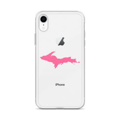 Michigan Upper Peninsula Clear iPhone Case (w/ Pink UP Outline)