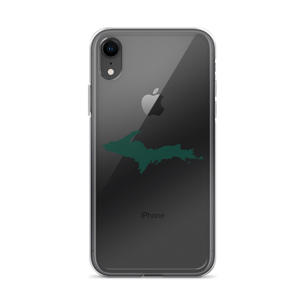 Michigan Upper Peninsula Clear iPhone Case (w/ Green UP Outline)