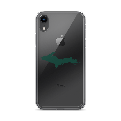 Michigan Upper Peninsula Clear iPhone Case (w/ Green UP Outline)