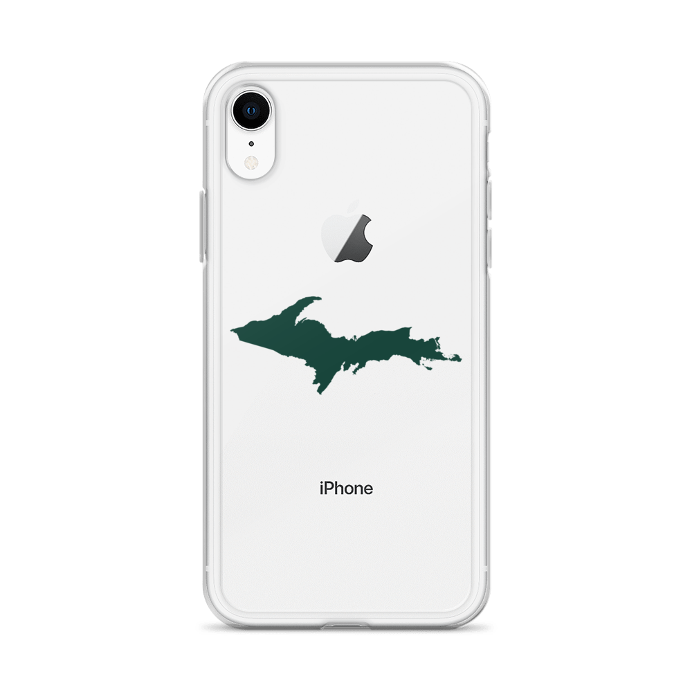 Michigan Upper Peninsula Clear iPhone Case (w/ Green UP Outline)