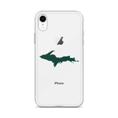 Michigan Upper Peninsula Clear iPhone Case (w/ Green UP Outline)