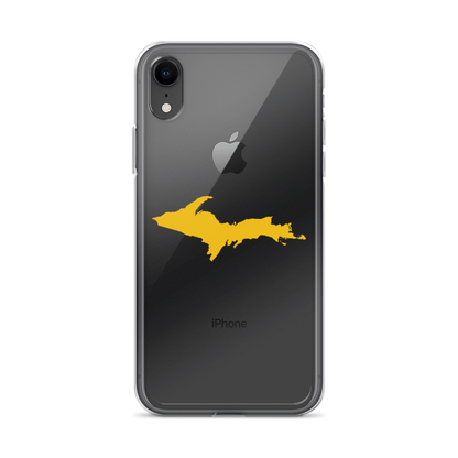 Michigan Upper Peninsula Clear iPhone Case (w/ Gold UP Outline)