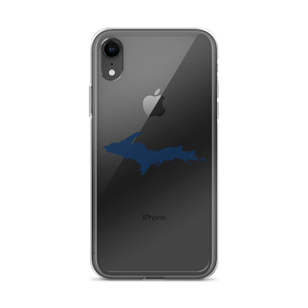 Michigan Upper Peninsula Clear iPhone Case (w/ Navy UP Outline)