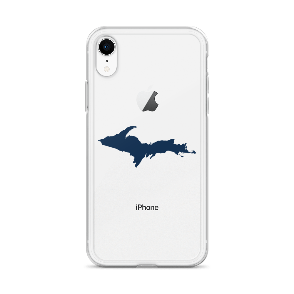 Michigan Upper Peninsula Clear iPhone Case (w/ Navy UP Outline)