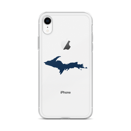 Michigan Upper Peninsula Clear iPhone Case (w/ Navy UP Outline)