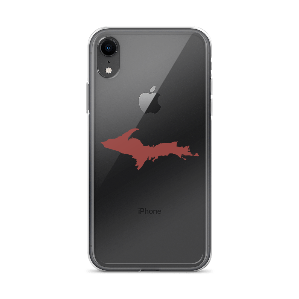 Michigan Upper Peninsula Clear iPhone Case (w/ Ore Dock Red UP Outline)