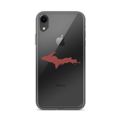 Michigan Upper Peninsula Clear iPhone Case (w/ Ore Dock Red UP Outline)