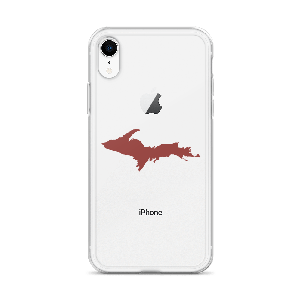 Michigan Upper Peninsula Clear iPhone Case (w/ Ore Dock Red UP Outline)