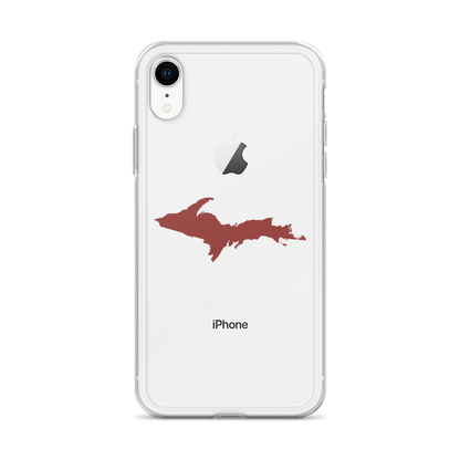 Michigan Upper Peninsula Clear iPhone Case (w/ Ore Dock Red UP Outline)