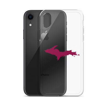 Michigan Upper Peninsula Clear iPhone Case (w/ Ruby Red UP Outline)