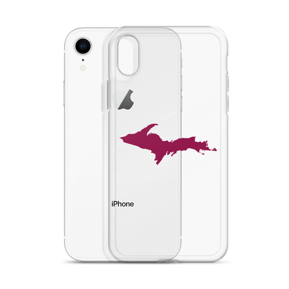 Michigan Upper Peninsula Clear iPhone Case (w/ Ruby Red UP Outline)