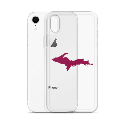 Michigan Upper Peninsula Clear iPhone Case (w/ Ruby Red UP Outline)