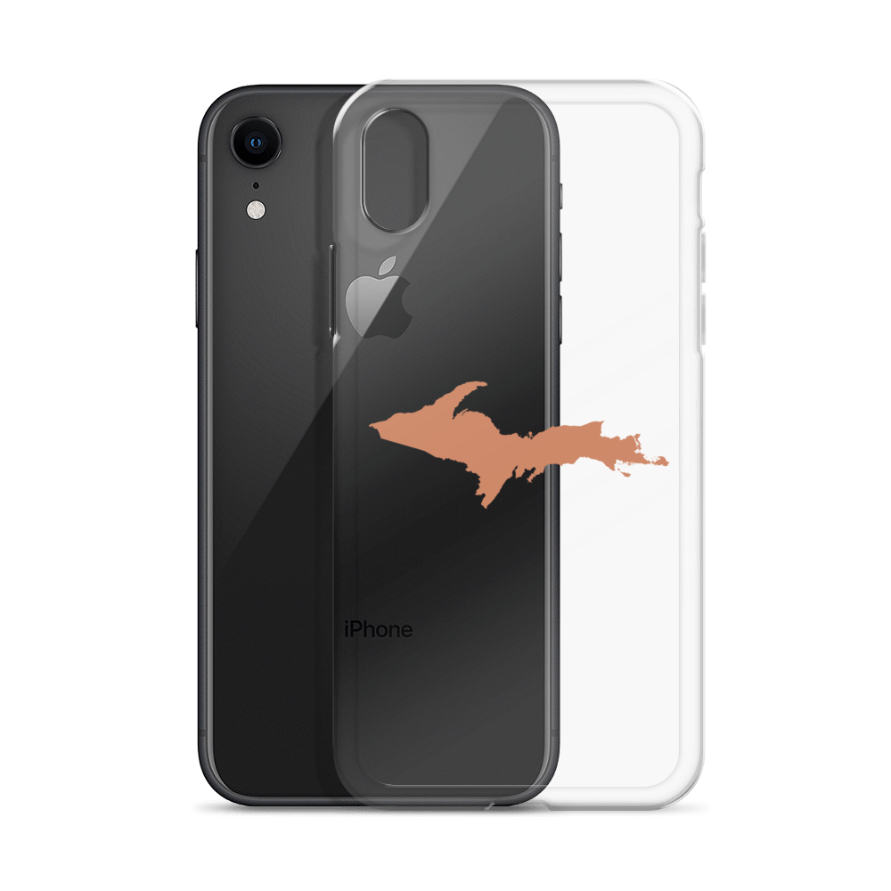 Michigan Upper Peninsula Clear iPhone Case (w/ Copper Color UP Outline)