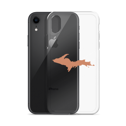 Michigan Upper Peninsula Clear iPhone Case (w/ Copper Color UP Outline)