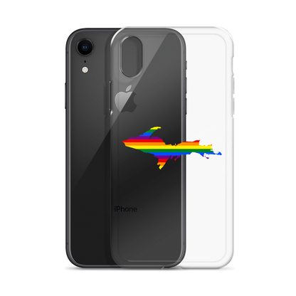 Michigan Upper Peninsula Clear iPhone Case (w/ UP Pride Flag Outline)