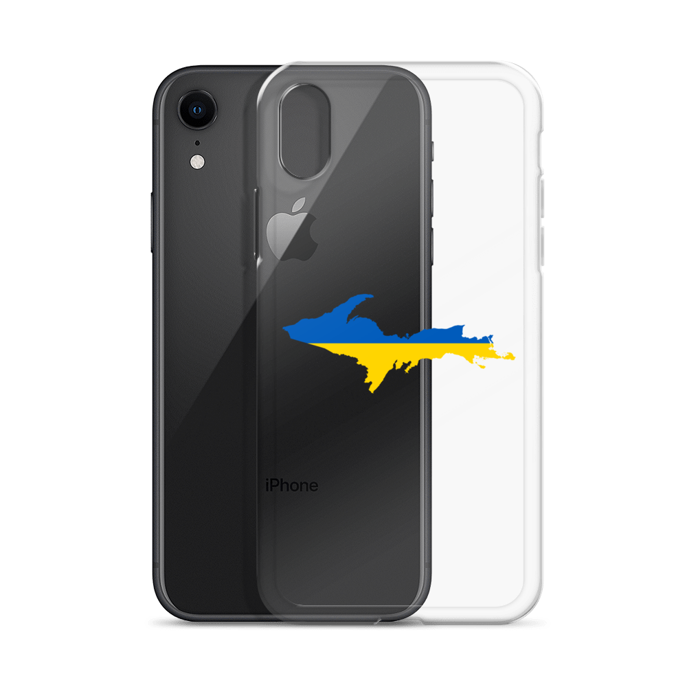 Michigan Upper Peninsula Clear iPhone Case (w/ UP Ukraine Flag Outline)