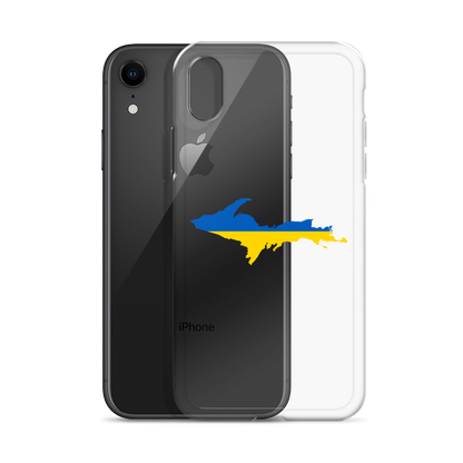 Michigan Upper Peninsula Clear iPhone Case (w/ UP Ukraine Flag Outline)