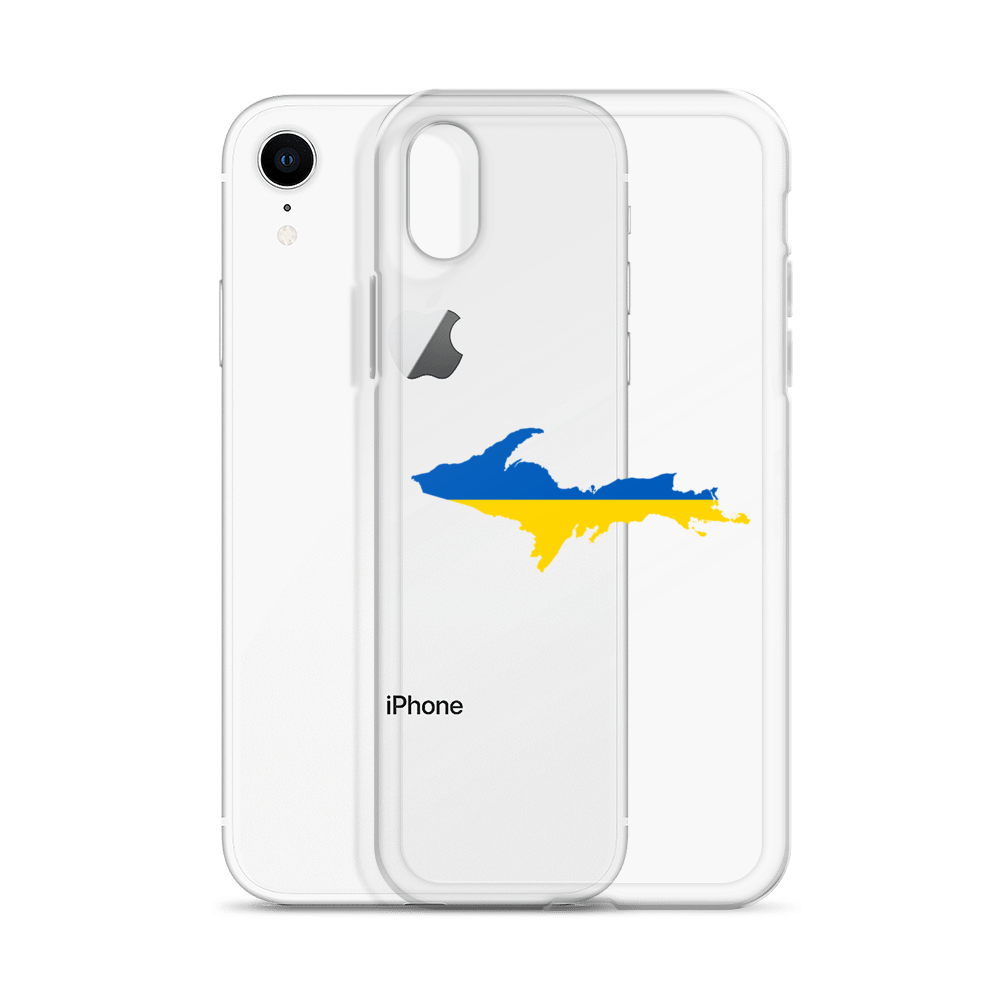 Michigan Upper Peninsula Clear iPhone Case (w/ UP Ukraine Flag Outline)