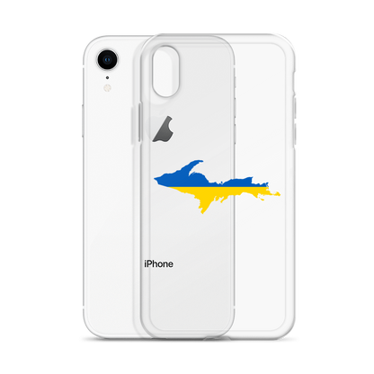 Michigan Upper Peninsula Clear iPhone Case (w/ UP Ukraine Flag Outline)